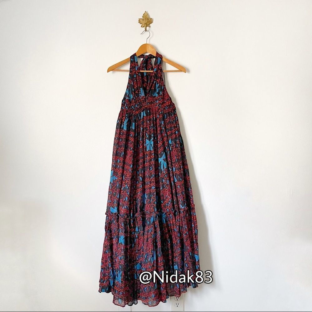 Free People X Zandra Rhodes Super Nova Maxi Halter Dress XS boho NWOT RARE - Picture 2 of 10